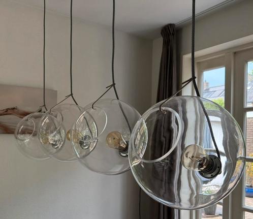 Hanglamp, Huis en Inrichting, Lampen | Hanglampen, Zo goed als nieuw, 75 cm of meer, Glas, Metaal, Ophalen
