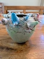 Vaas van des pots met vogels, Aardewerk of Porselein, Nieuw, Ophalen of Verzenden, Minder dan 50 cm