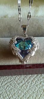 Vintage  ketting  met Swarovski  kristal hart,topaas kristal, Ophalen of Verzenden, Zo goed als nieuw, Overige materialen, Met kristal