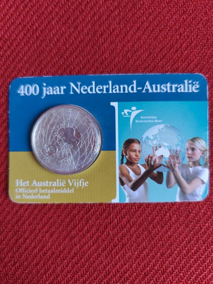 Zilveren Vijfje 400 jaar Nederland-Australië €5, Postzegels en Munten, Munten | Nederland, Losse munt, Euro's, Koningin Beatrix