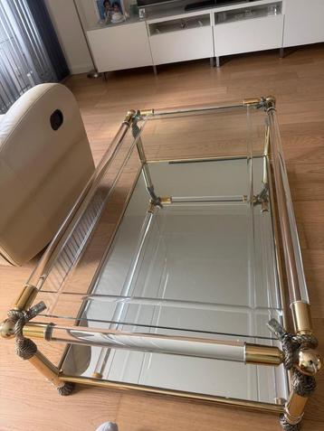 Vintage salon tafel glas/goud Weg=Weg beschikbaar voor biedingen