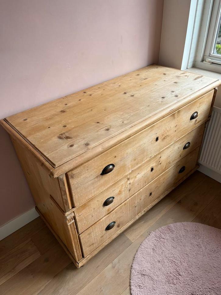 Grenen Ladekast - 3 Laden, brocante, commode, Huis en Inrichting, Kasten | Ladekasten, Gebruikt, Minder dan 100 cm, 100 tot 150 cm