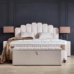 Opbergboxspring Jazzlyn Incl. Matras & Topper Dreambedden, Nieuw, Crème, 180 cm, Ophalen of Verzenden