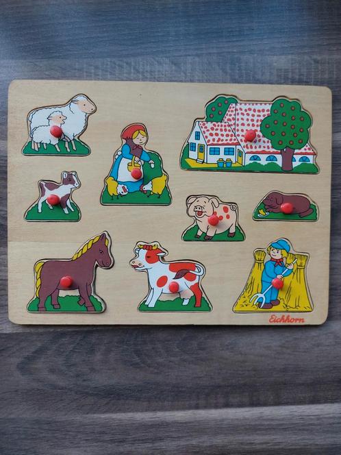 🌞 Leuke houten puzzle boerderij van Eichhorn z.g.a.n., Kinderen en Baby's, Speelgoed | Kinderpuzzels, Zo goed als nieuw, Ophalen of Verzenden