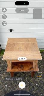 2 massief teak houten salon tafels, Gebruikt, Ophalen