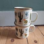 Lucky Vintage Gift Republic emaille set mokken cactussen, ., Ophalen of Verzenden, Zo goed als nieuw, .