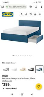 GEZOCHT: IKEA bedframe Malm in blauw, Ophalen, Blauw, Tweepersoons, Zo goed als nieuw