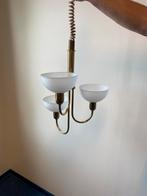 Messing Lamp met 3 glazen schalen, Ophalen of Verzenden, Gebruikt