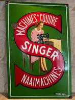 Orgineel emaille reclamebord van SINGER, Ophalen of Verzenden, Gebruikt, Reclamebord