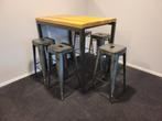 Bartafel / statafel met metalen krukken, Huis en Inrichting, Tafels | Eettafels, Ophalen, Gebruikt, 100 tot 150 cm, Eikenhout
