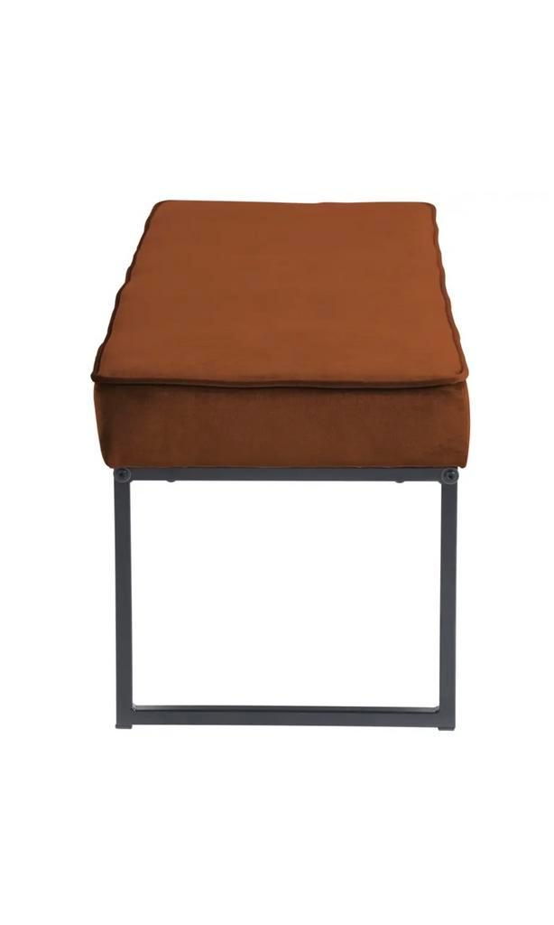 Cognac Gouden Fluweel (hal) bankje, Huis en Inrichting, Banken | Sofa's en Chaises Longues, Zo goed als nieuw, Overige maten, Minder dan 150 cm