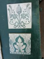 19 jugendstil wandtegels 15x15cm sierlijke groene kaardebol, Ophalen