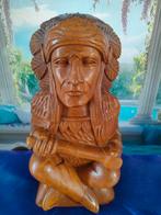Mooi houten beeld van een Indiaans stamhoofd, Huis en Inrichting, Ophalen of Verzenden