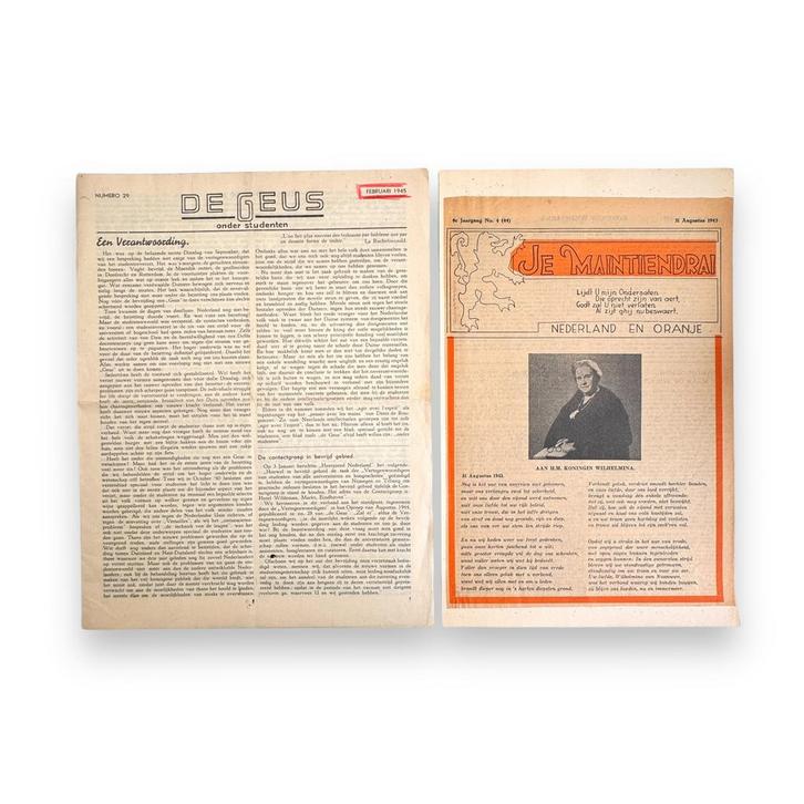 De Geus en Je Maintiendrai set verzetskranten, Verzamelen, Militaria | Tweede Wereldoorlog, Landmacht, Boek of Tijdschrift, Nederland