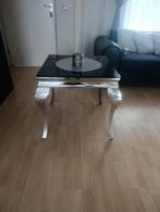 Chromen bijzettafel met glasplaat, Gebruikt, Vierkant, 55 tot 75 cm, Modern