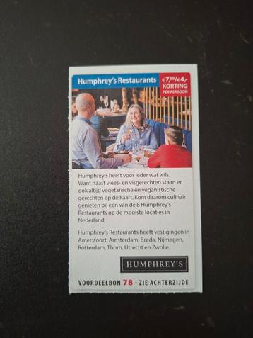 Humphrey's Restaurants kortingsbon beschikbaar voor biedingen