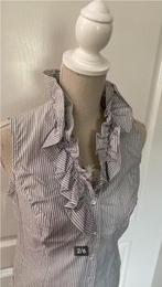 Blouse met roezel Grijs Wit gestreept Promiss Maat 40, Promiss, Zo goed als nieuw, Grijs, Ophalen