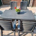 Hartman tuinset  tafel en 3 stoelen grijs standenstoel, Tuin en Terras, Ophalen of Verzenden, Gebruikt, Kunststof