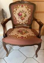 Antieke Geborduurde stoel queen ann stoel, Antiek en Kunst, Ophalen of Verzenden
