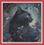 # Borduurpatroon; Black cat #, Nieuw, Handborduren, Patroon, Verzenden
