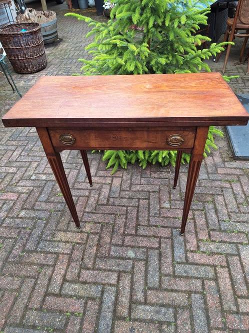 Antieke mahoniehouten kaarttafel, Huis en Inrichting, Tafels | Sidetables, 25 tot 50 cm, Rechthoekig, Ophalen of Verzenden