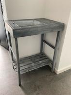 Oppottafel grijs, Tuin en Terras, Gebruikt, Rond, Ophalen of Verzenden, 60 tot 100 cm