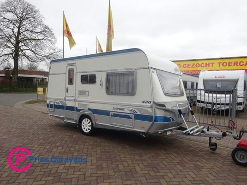 Fendt Saphir 420 Met vast Bed en Mover, Caravans en Kamperen, Caravans, Bedrijf, tot en met 4, 750 - 1000 kg, Fendt, 6 tot 7 meter