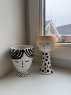 Leuke vaasjes, gezichten - bloempotten, Gebruikt, Rond, Ophalen of Verzenden, Aardewerk