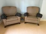 2 fauteuils honingraatstof beige bruin geel, Huis en Inrichting, Fauteuils, Gebruikt, Ophalen of Verzenden, 75 tot 100 cm