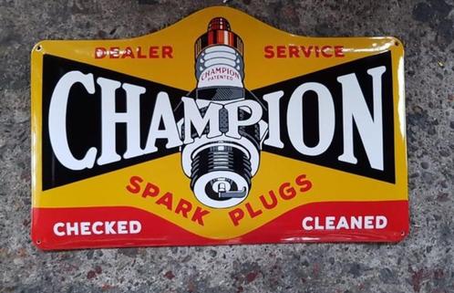 Champion spark plugs emaillen reclame bord gaage showroom, Verzamelen, Merken en Reclamevoorwerpen, Zo goed als nieuw, Reclamebord