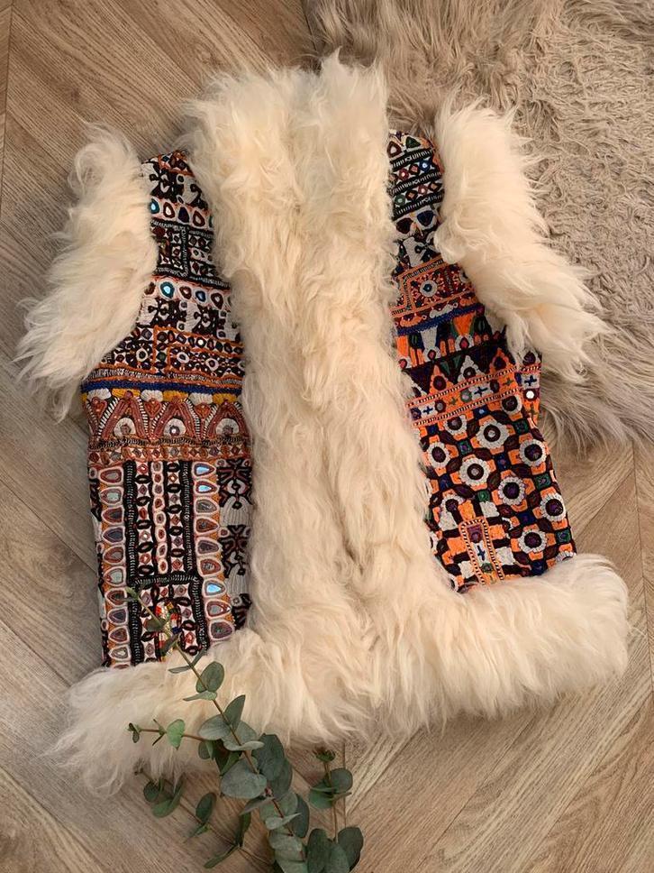 Vintage Afghaanse waistcoat S M bohemian Sindh gilet, Kleding | Dames, Bodywarmers, Zo goed als nieuw, Maat 36 (S), Overige kleuren