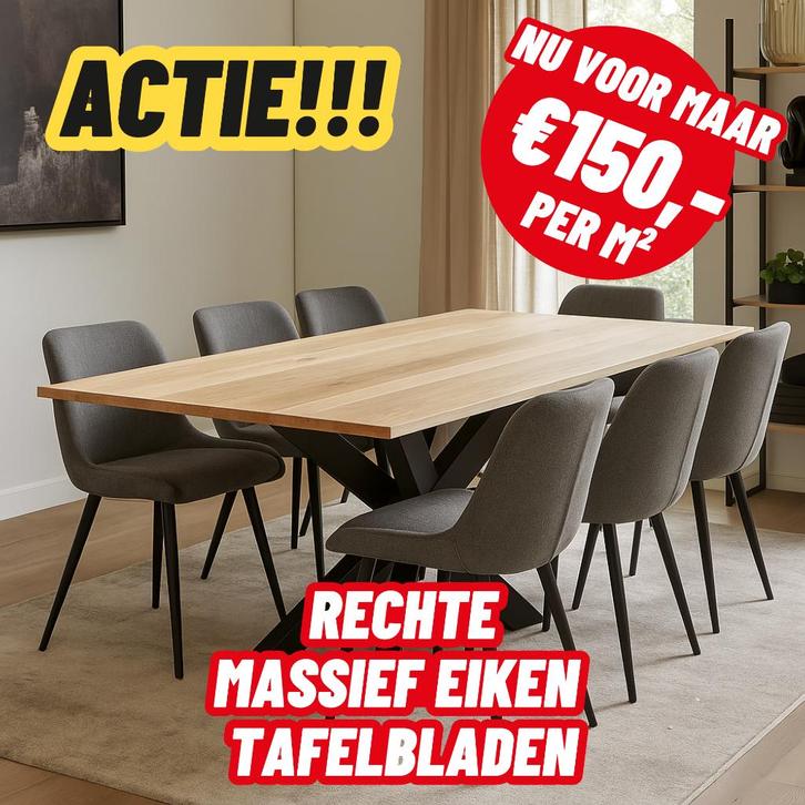 Eiken tafel | tafelblad | eettafel | eiken eettafel | €150m², Huis en Inrichting, Tafels | Eettafels, Nieuw, 50 tot 100 cm, 200 cm of meer