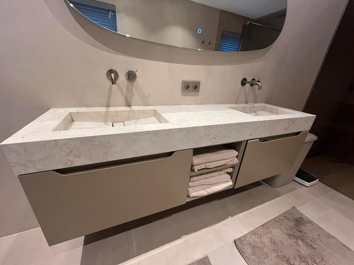 Mastello Dubbele Wastafel Dekton - Nieuw in doos!, Huis en Inrichting, Badkamer | Badkamermeubels, Nieuw, Wasbak of Wastafel, Minder dan 100 cm