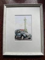 Schilderijtje 2CV4 lelijk eendje, Minder dan 50 cm, 50 tot 75 cm, Ophalen of Verzenden, Zo goed als nieuw