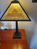 Te koop 2 schemerlampen met klok ingelegd met bladgoud, Antiek en Kunst, Antiek | Klokken, Ophalen of Verzenden