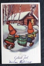 Kabouters met vers water richting blokhut, Glad Jul, Verzenden, 1920 tot 1940, Gelopen, Feest(dag)