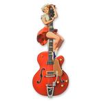 Reclamebord tin pin up girl met gitaar 59,5x23,5, Verzenden, Nieuw, Reclamebord