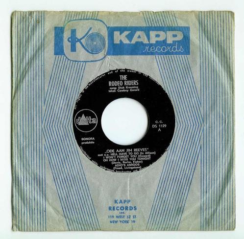 The Rodeo Riders - "Ode aan Jim Reeves", single uit 1965, Cd's en Dvd's, Vinyl Singles, Single, Country en Western, 7 inch, Ophalen