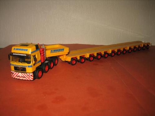 Wirzius  MAN 4-asser met 13-asser dieplader  Herpa, Hobby en Vrije tijd, Modelauto's | 1:87, Zo goed als nieuw, Bus of Vrachtwagen