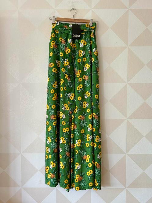 Collectif Kiko Trousers broek groen geel ananas S/36 NIEUW, Kleding | Dames, Broeken en Pantalons, Nieuw, Maat 36 (S), Groen, Lang