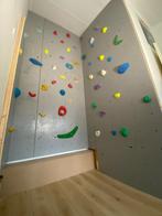 Klimwand en 335 klimgrepen – Professionele Kwaliteit, Sport en Fitness, Klimsport, Ophalen, Zo goed als nieuw, Klimsport-accessoire