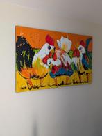 Te koop schilderij familie kip op doek, Ophalen