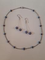 Ketting + oorbellen van zilver met zoetwaterparels, Ophalen of Verzenden, Zo goed als nieuw, Met edelsteen, Zilver
