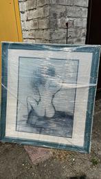 Naakte vrouw in grijs/blauw, Antiek en Kunst, Ophalen