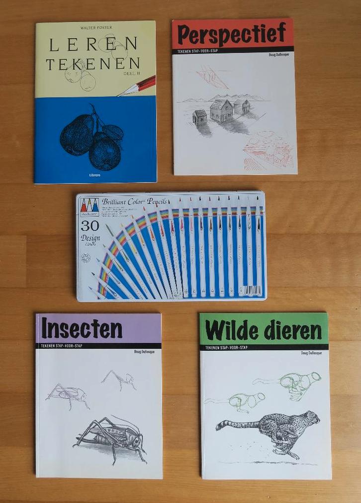 Leuke set om goed te leren tekenen met vulkleurpotloden, Hobby en Vrije tijd, Tekenen, Nieuw, Potlood of Stift, Ophalen of Verzenden