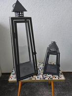 Set van 2 zwarte metalen lantaarns, Ophalen, Zwart, Metaal, Kandelaar