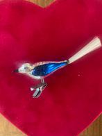 Oude antieke vintage ornament/clip vogel blauw met zilver, Diversen, Kerst, Ophalen of Verzenden, Nieuw