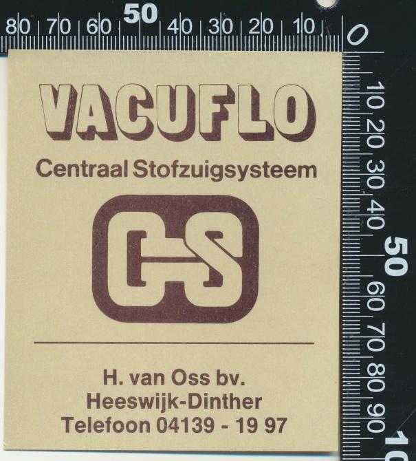 Sticker: Vacuflo - Van Oss - Heeswijk Dinther, Verzamelen, Stickers, Zo goed als nieuw, Bedrijf of Vereniging, Ophalen of Verzenden