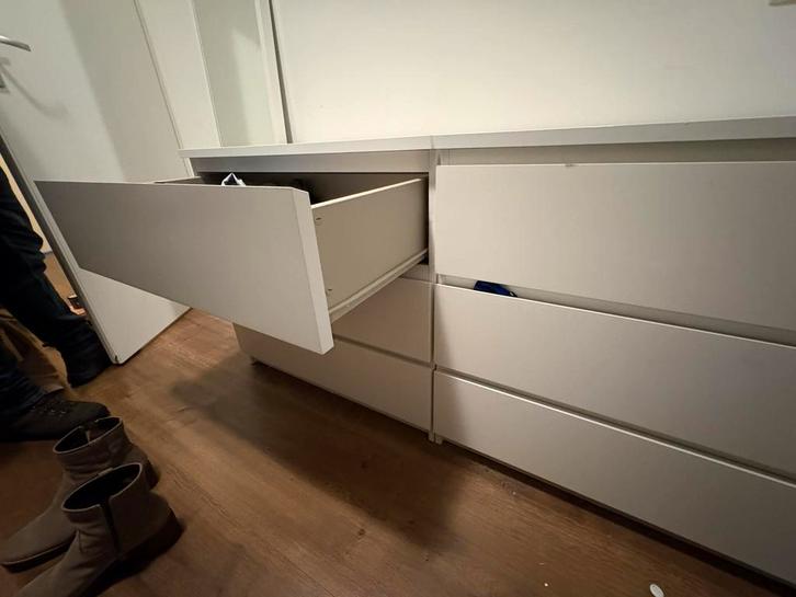 2x Ladekast Malm (ikea) wit, glans. € 35,-/stuk. Samen € 60., Huis en Inrichting, Kasten | Ladekasten, Zo goed als nieuw, Minder dan 100 cm