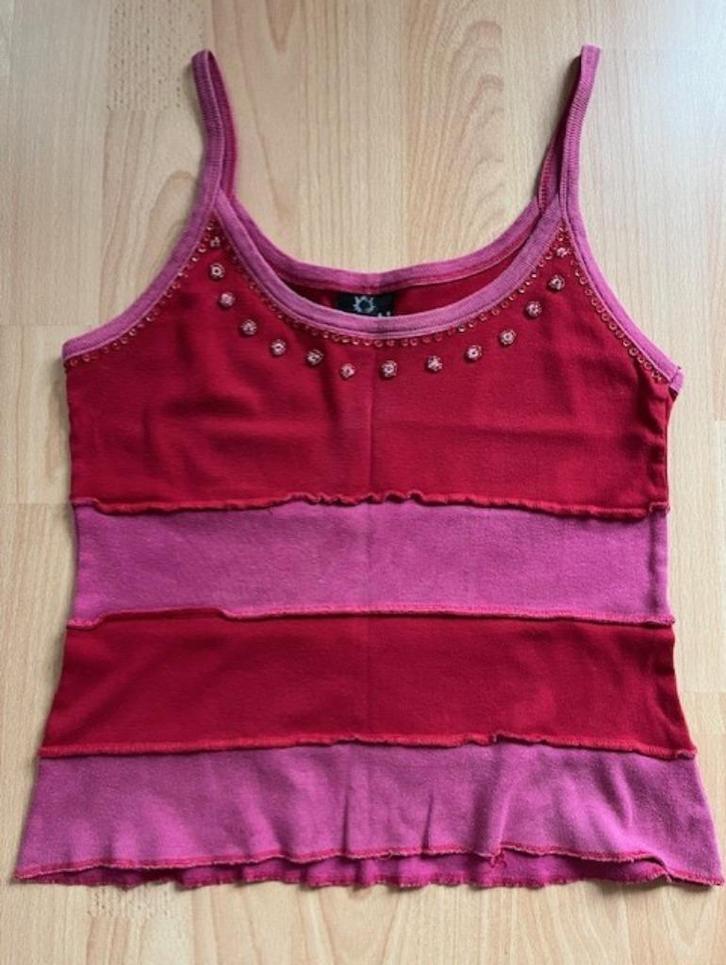 Topje Smash! roze rood gestreept kraaltjes katoen medium, Kleding | Dames, Tops, Gedragen, Maat 38/40 (M), Rood, Zonder mouw, Ophalen of Verzenden